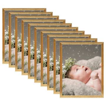 Gold Photo Frames Collage Set - 10 pcs, 10x15 cm MDF