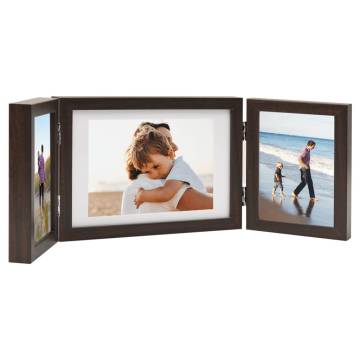 Trifold Photo Frame Collage Dark Brown 28x18 cm+2x