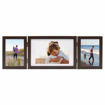 Trifold Photo Frame Collage Dark Brown 28x18 cm+2x