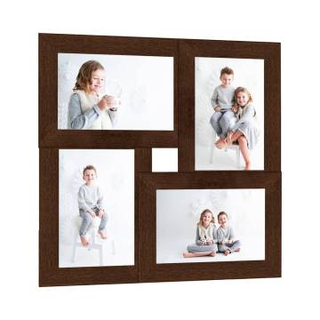 Collage Photo Frame for 4x(10x15 cm) Pictures - Dark Brown MDF