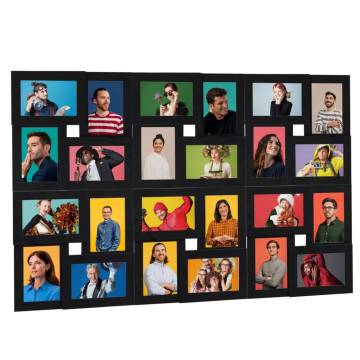 Collage Photo Frame for 24 Photos | Black MDF Frame