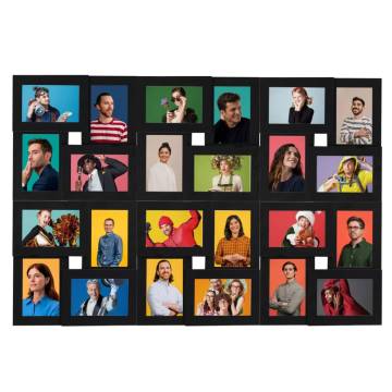 Collage Photo Frame for 24 Photos | Black MDF Frame