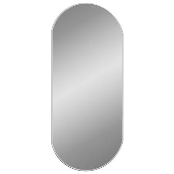 Stylish Silver Oval Wall Mirror 80x35 cm - Minimalistic Decor