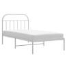 Sturdy White Metal Bed Frame with Headboard - 100x190 cm