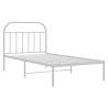 Sturdy White Metal Bed Frame with Headboard - 100x190 cm