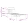 Sturdy White Metal Bed Frame with Headboard - 100x190 cm