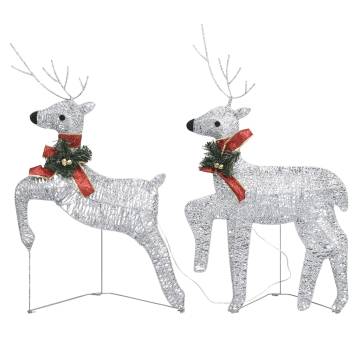 4 pcs Silver Christmas Reindeers with 80 LEDs - Festive Decor