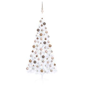 Pre-lit Half Christmas Tree with Ball Set - 180 cm White