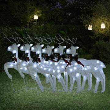 Christmas Reindeers 6 pcs White 120 LEDs - Festive Decor