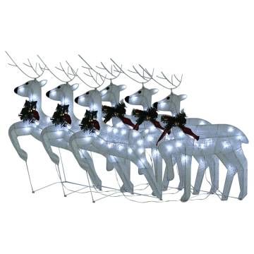 Christmas Reindeers 6 pcs White 120 LEDs - Festive Decor