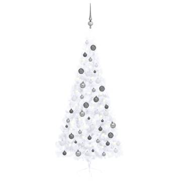 Pre-lit White Christmas Tree with Ball Set - 210 cm