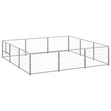 Dog Kennel Silver 9 m² Steel - Spacious Outdoor Enclosure