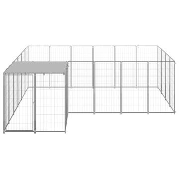 Durable Dog Kennel Silver 8.47 m² Steel - Outdoor Play Paradise