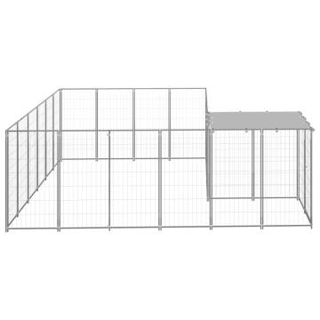 Durable Dog Kennel Silver 8.47 m² Steel - Outdoor Play Paradise