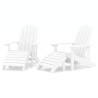 Garden Adirondack Chairs 2 pcs with Footstools – HDPE White