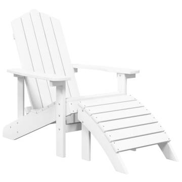 Garden Adirondack Chairs 2 pcs with Footstools – HDPE White