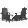 Adirondack Chairs with Footstool & Table - HDPE Anthracite