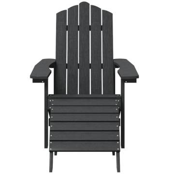 Adirondack Chairs with Footstool & Table - HDPE Anthracite