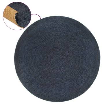 Reversible Braided Jute Rug - Navy Blue & Natural 150 cm