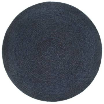 Reversible Braided Jute Rug - Navy Blue & Natural 150 cm