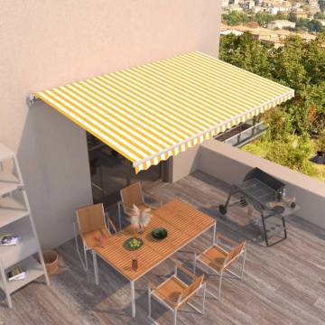 Manual Retractable Awning 500x300 cm - Yellow and White