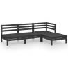 4 Piece Garden Lounge Set - Solid Pinewood Black | Hipo Market