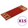 Self-Adhesive Stair Mats - 15 pcs Red 65x21 cm | HipoMarket