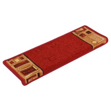 Self-Adhesive Stair Mats - 15 pcs Red 65x21 cm | HipoMarket