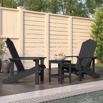 Garden Adirondack Chairs with Table - HDPE Anthracite