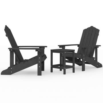 Garden Adirondack Chairs with Table - HDPE Anthracite