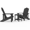 Garden Adirondack Chairs with Table - HDPE Anthracite