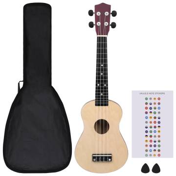 Soprano Ukulele Set for Kids - Light Wood 23" | HipoMarket