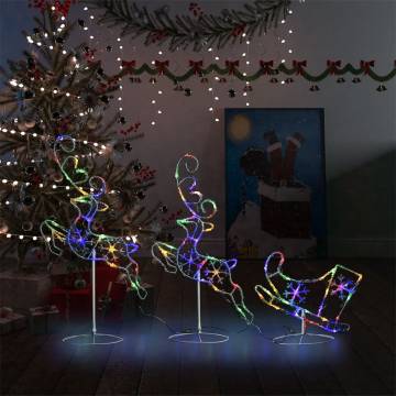 Acrylic Christmas Flying Reindeer & Sleigh - 260x21x87cm