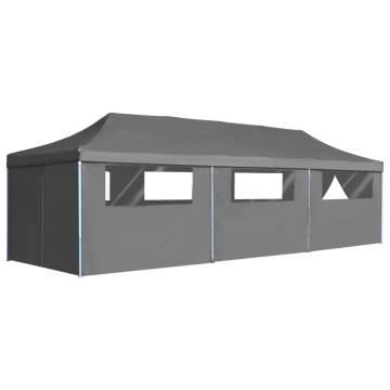 Folding Pop-up Party Tent with 8 Sidewalls - 3x9m Anthracite