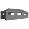 Folding Pop-up Party Tent with 8 Sidewalls - 3x9m Anthracite