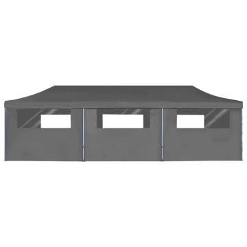 Folding Pop-up Party Tent with 8 Sidewalls - 3x9m Anthracite