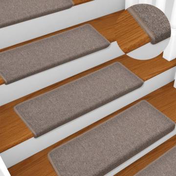 Carpet Stair Treads 15 pcs | Light Brown | Non-Slip & Washable