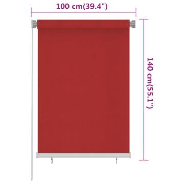 Outdoor Roller Blind 100x140 cm Red - UV Protection & Privacy