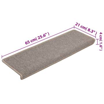 Carpet Stair Treads 15 pcs | Light Brown | Non-Slip & Washable