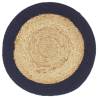 Handwoven Placemats - Natural & Navy Blue - 4 pcs Set