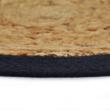 Handwoven Placemats - Natural & Navy Blue - 4 pcs Set