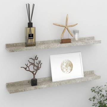 Concrete Grey Wall Shelves - 2 pcs 60x9x3 cm | HipoMarket