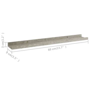 Concrete Grey Wall Shelves - 2 pcs 60x9x3 cm | HipoMarket