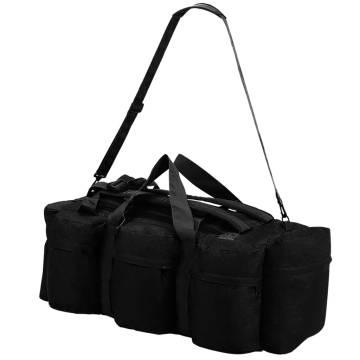 3-in-1 Army-Style Duffel Bag 90L - Versatile Black Bag