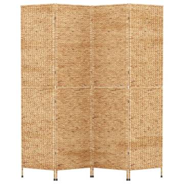 Stylish 4-Panel Water Hyacinth Room Divider - 163x180 cm