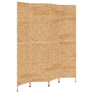 Stylish 4-Panel Water Hyacinth Room Divider - 163x180 cm