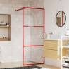 Walk-in Shower Wall with Clear ESG Glass Red 90x195 cm Colour red Size 90 x 195 cm Model transparent 