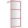 Walk-in Shower Wall with Clear ESG Glass Red 90x195 cm