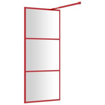 Walk-in Shower Wall with Clear ESG Glass Red 90x195 cm