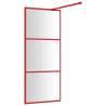 Walk-in Shower Wall with Clear ESG Glass Red 90x195 cm